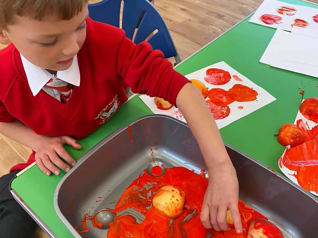 Child potato printing