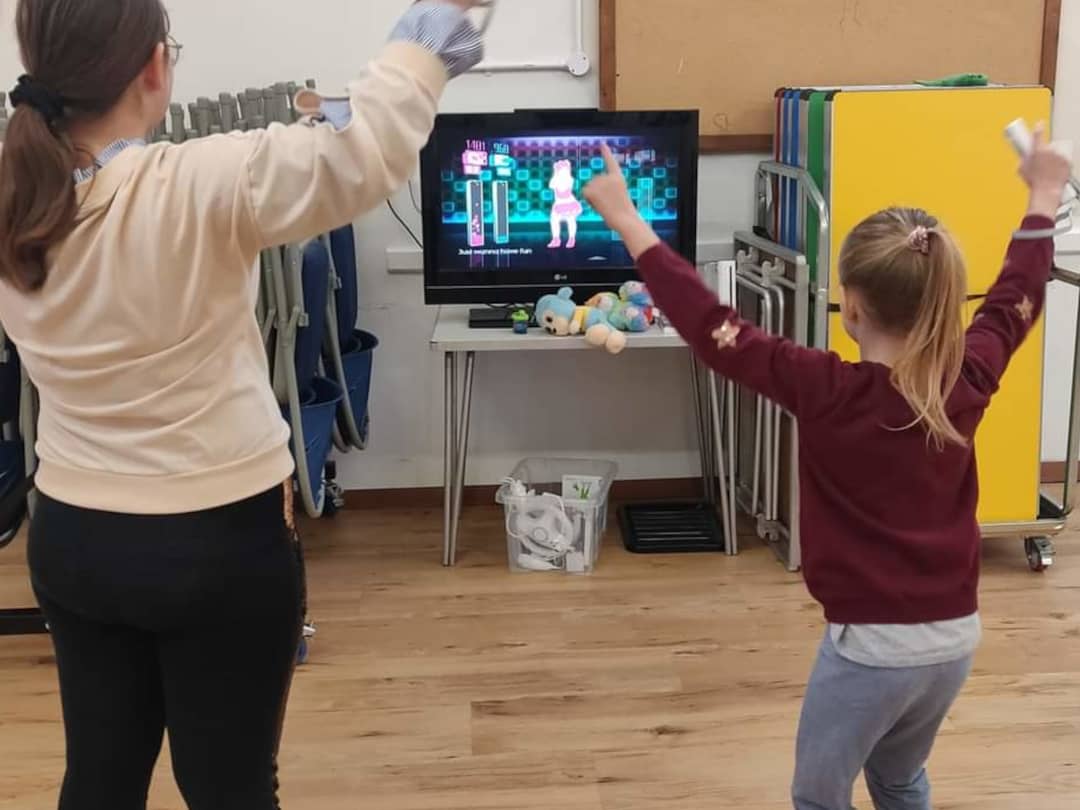 Girls playing computer games